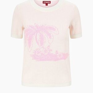 STAUD Ivory and Pink Sweater